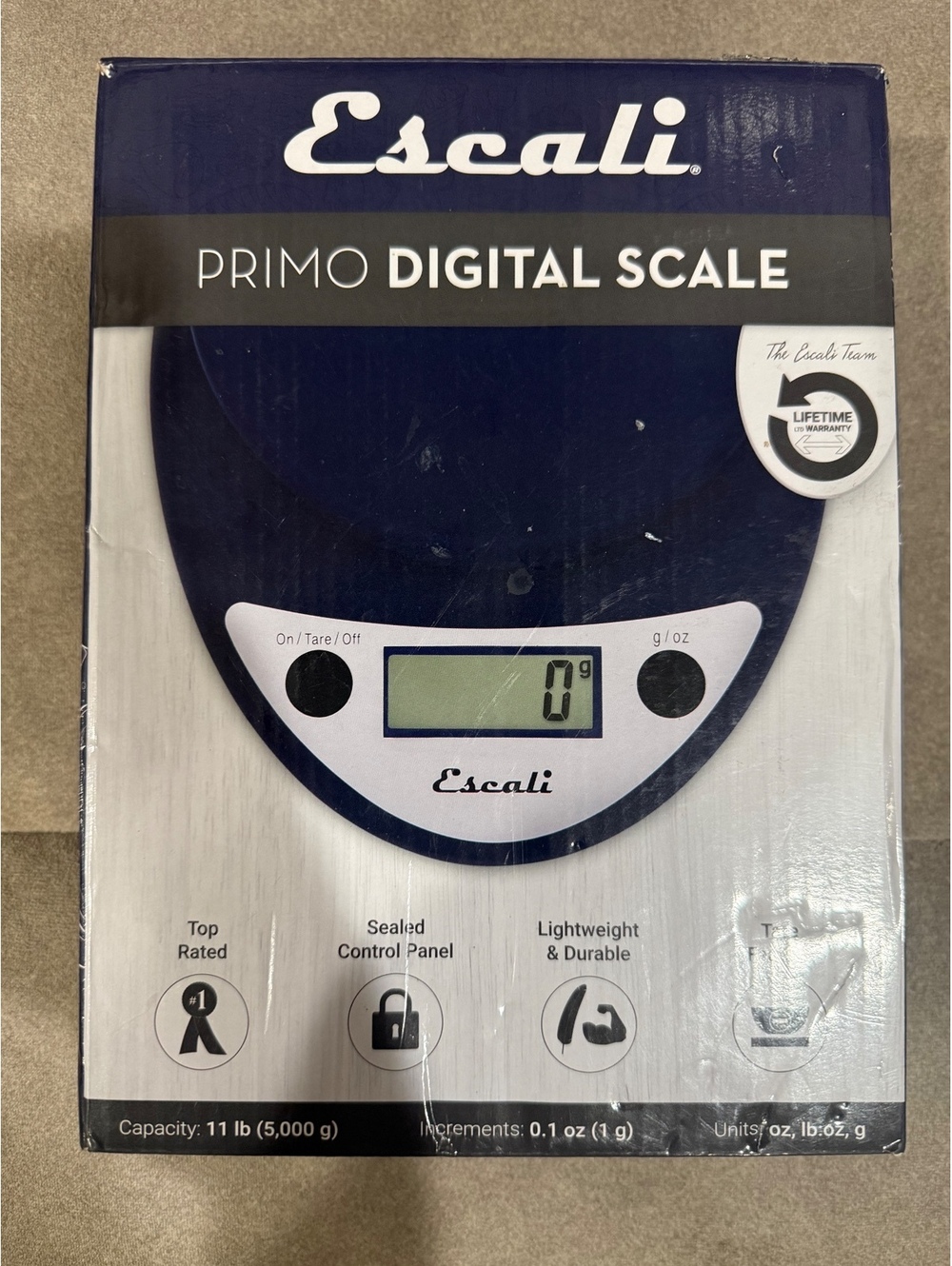 Escali Primo Digital Kitchen Scale 11 lb Capacity Blue